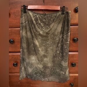 Green Floral Pencil Skirt